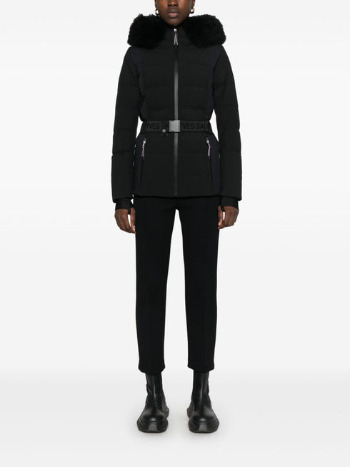 belted ski jacket